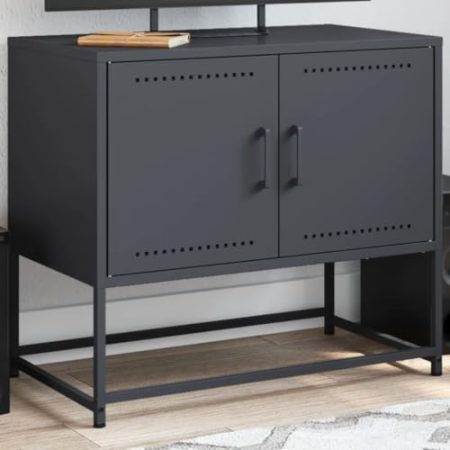 WKIEQACO Entertainment Centers & TV-Ständer, TV-Schrank, Anthrazit, 68,5 x 39 x 60,5 cm, Stahl