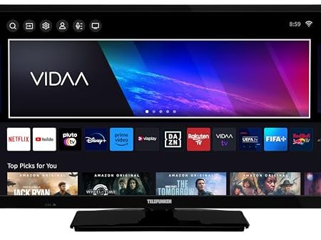 Telefunken Fernseher 24 Zoll Smart TV VIDAA XH24VP550M HD Fernseher, HDR TV mit integriertem Triple-Tuner, LED TV schwarz