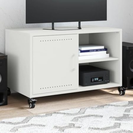 WKIEQACO Entertainment Centers & TV-Ständer, TV-Schrank, weiß, 68 x 39 x 43,5 cm, Stahl