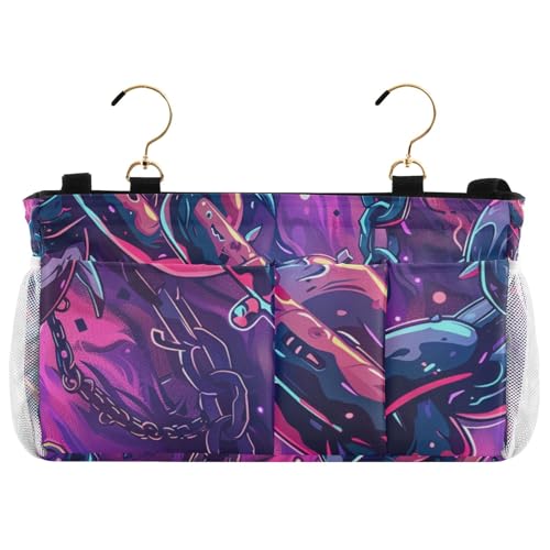 EtherSpher Lila Kette Nachttisch hängende Aufbewahrung Nachttisch hängende Aufbewahrungstasche für TV-Fernbedienung, Handys, Zeitschriften, Tablets, Zubehör