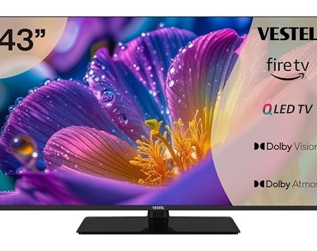 Vestel QLED Fernseher 43 Zoll Fire TV 4K UHD Fernseher, Smart TV mit Dolby Vision HDR, Dolby Atmos und integriertem Triple-Tuner, HDR TV 43QF9940 schwarz