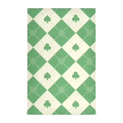 EtherSpher Grüne beige Poker dekorative Osterküchenhandtücher Mikrofaser Handtücher Küche Geschirr Kleidung zum Geschirrspülen dekorative Geschirrtücher Camping Zubehör Para Mesas 71,1 x 45,7 cm Set