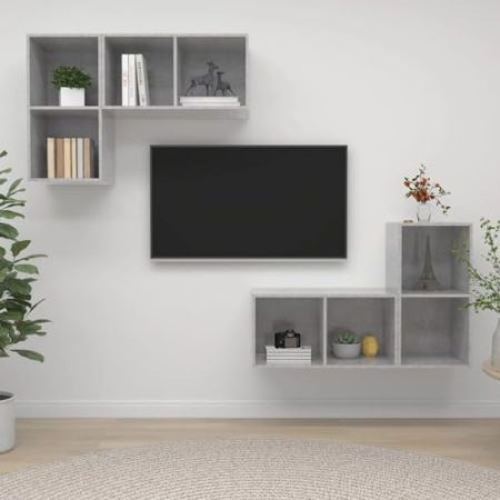 FUDUGEHMIOFWFJJ tv lowboard,tv Schrank,TV-Wandschränke 4 STK. Betongrau HolzwerkstoffGeeignet für Wohnzimmer, Schlafzimmer, Eingang
