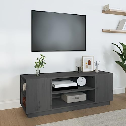 WSJHUHK Home-Entertainment Center & TV-Ständer, TV-Schrank, Grau, 110 x 35 x 40,5 cm, Massivholz Kiefer