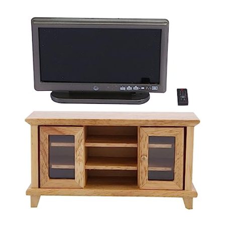 Alasum Puppenhaus Wohnzimmermöbel Set Mini Tv Schrank Holz Dekoratives Mini Zubehör Für