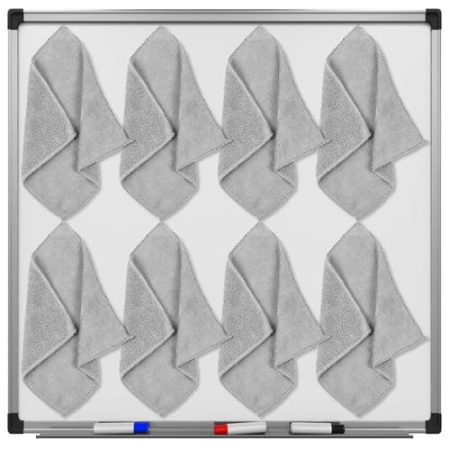 Zopeal Whiteboard-Radierer, trocken abwischbar, Mikrofaser-Reinigungstuch, magnetisch, waschbar, für Whiteboard, trocken abwischbar, für Zuhause und Büro, 25,4 x 22,9 cm, Hellgrau, 8 Stück