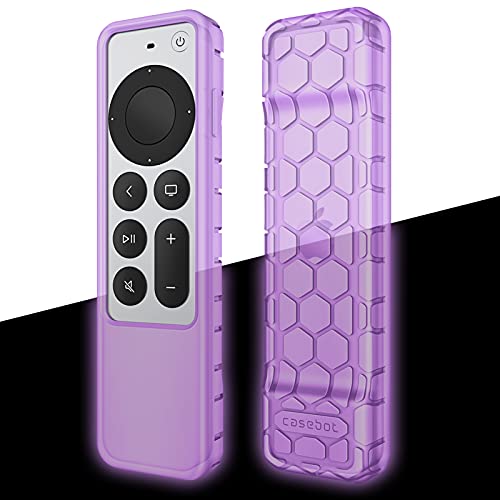 Fintie Protective Case for Apple TV Siri Remote 2021 2022 - Honey Comb Lightweight Anti Slip Shockproof Silicone Cover for Apple TV 4K / HD Siri Remote Controller (2nd Gen / 3rd Gen), Purple-Glow