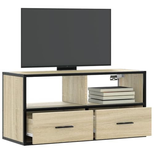 AJJHUUKI Outdoor-Möbel-TV-Schrank Sonoma Eiche 80x31x39,5 cm Holzwerkstoff und Metall-Möbel