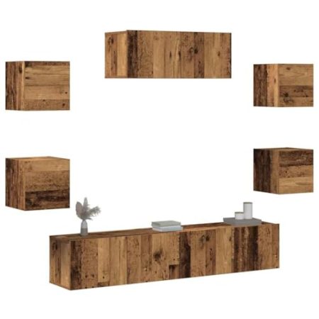 Xichuzi 5-teiliges TV-Schrank-Set Wandmontage aus altem Holz, Wohnzimmer Möbel, Sideboard Wohnzimmer, Fernsehschrank, Tv Kommode, Tv Lowboard, Tv Möbel, Wohnwand - 3329207