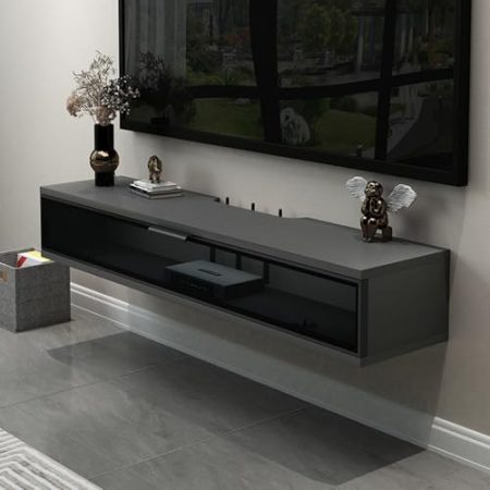Wand-TV-Schrank mit Schubladen Fernseher schrank Wandunterhaltungszentrum Medienkonsole, wandhängender TV-Schrank moderner wandhängender TV Schrank, geeignet für Wohnzimmer und Schlafzimmer.(Gray,80x2