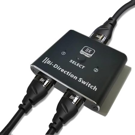 8K HDMI 2.1 Switcher, Ultra HD High Speed 48Gbps Aluminium Splitter 2 In 1 Out, 4K@120Hz Verteiler Kompatibel Mit Xbox/PS5/Projektor/Monitor