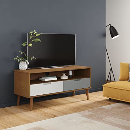 LLEZKBR Furniture Select TV-Schrank MOLDE Braun 106x40x49 cm Massivholz Kiefer