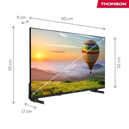 Thomson 40 Zoll (100 cm) FHD Smart TV, Wi-Fi, Sprachsteuerung, HDR10, Dolby Audio, Triple-Tuner (Kabel/Satellit/Antenne), HDMI, USB, Netflix, YouTube, Prime Video, Disney+ – 40FT2S35