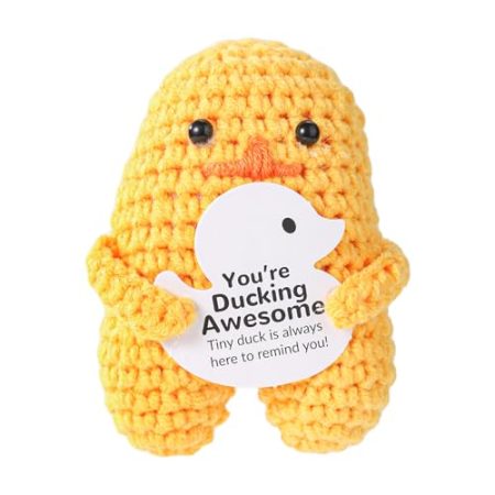 TOYMIS Positive Ente Gehäkelte, Stehende Emotionalen Unterstützung Ente You Are Ducking Awesome Positives Tier Häkeln für Inspirierendes Geschenk Zuhause Büro Dekoration Festliches Geschenk