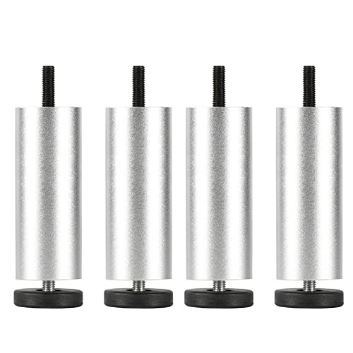 4 Stück Möbelfüße mit Gewinde Aluminiumlegierung Küchenfüße Sofa Füße Höhenverstellbar Tischbeine,DIY-Ersatzfuß-Hardware-Zubehör,Für Möbel Sofa Schrank Tisch Schrankbeine (12cm,Silber)