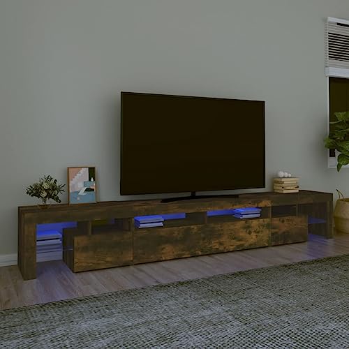 YUHI-HQYD TV-Schrank mit LED-Leuchten,Aufbewahrungsschränke,Besteck Schränke,Multimedia-Schrank,Eingangskabinett,Multifunktions-Schrank,für Küche,Esszimmer,Wohnzimmer, Räuchereiche 260x36,5x40 cm