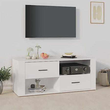 AUUIJKJF Dieser Artikel: TV-Schrank, weiß, 100 x 35 x 40 cm, Holzwerkstoff