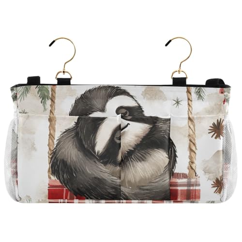 EtherSpher Nachttisch-Caddy, Motiv: Faultiere, Büffel, kariert, Schneeflocken, Weihnachten, Organizer, Schreibtisch-Organizer, Tasche für TV-Fernbedienung, Handys, Zeitschriften, Tablets, Zubehör