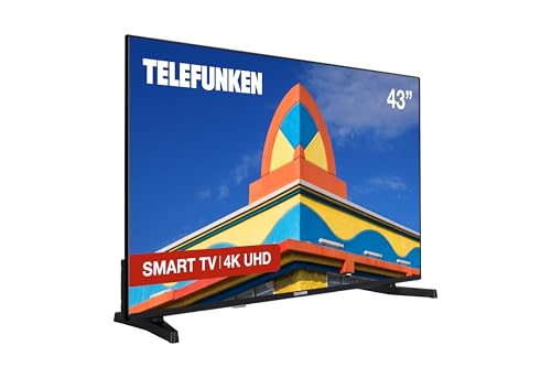 Telefunken 43DTUV725 2025 Smart TV 4K Ultra HD HDR 3840 x 2160, 43 Zoll, Dolby Vision, Rahmenloses Design, Dolby Audio