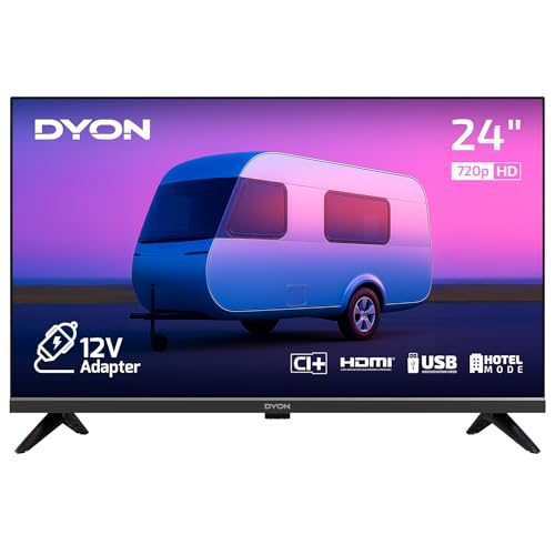 DYON Enter 24 Pro-X-V – 24 Zoll (60 cm) LED TV mit 12V-Anschluss für Camping und Caravan, HD Triple Tuner (DVB-S2/T2/C), CI+, USB-Mediaplayer, Hotelmodus