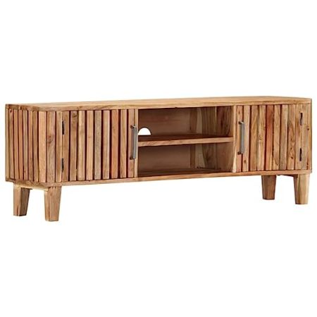 ZEYUAN TV-Schrank, Fernsehtisch, Tv Lowboard, Fernsehschrank, Tv Bank, Tv Table, Tv Kommode, 130 x 30 x 45 cm Akazie Massivholz