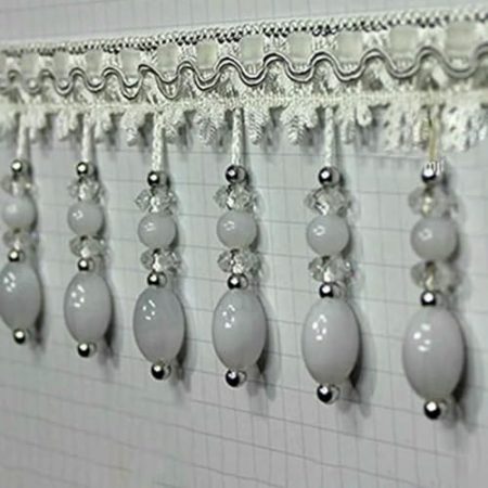 FUPOHUA 1M Acryl Perlen Spitze Vorhang Nähen Quaste Fransen Polster Band Trim DIY für Nähen Vorhang Zubehör Dekor