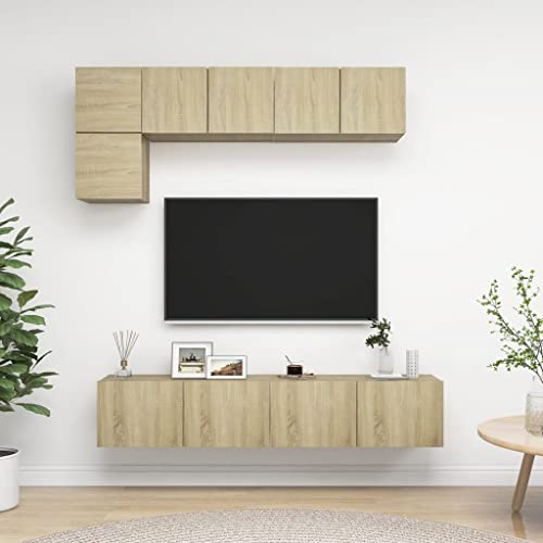INLIFE 5-TLG. TV-Schrank-Set Sonoma-Eiche Spanplatte-9008