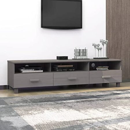 Homvdxl TV-Ständer für 152,4 cm (60 Zoll) Fernseher, 2-stöckig, TV-Schrank mit 3 Schubladen, offenem Regal und Kabelloch, TV-Entertainment-Center für Wohnzimmer und Schlafzimmer, Hellgrau