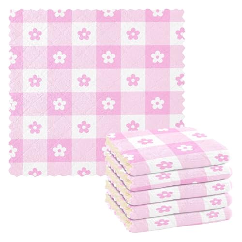 Peach Little Blooms Summer Cute Auto Reinigungstuch Geschirrtücher Küche bedruckte Küchentücher saugfähige Handtücher dekorative rustikale Accessoires Zubehör 27,9 x 27,9 cm