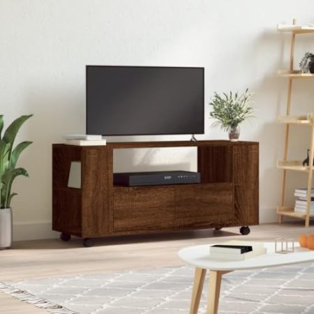 WKIEQACO Entertainment Centers & TV-Ständer, TV-Schrank, braunes Eiche, 102 x 34,5 x 43 cm, Holzwerkstoff