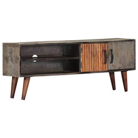 Tidyard TV-Schrank TV-Lowboard Fernsehschrank Fernsehtisch Mit 2 Türen und 2 offenen Fächern,Tisch Sideboard TV Regal Fernsehtisch 115 x 30 x 46 cm (L x B x H) Grau