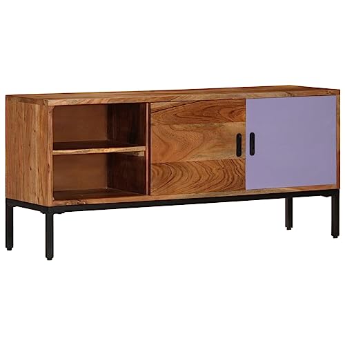 HEFZGDB TV-Schrank Honigbraun und Grau 110x30x50 cm Massivholz Akazie Tv Tisch Tv Lowboard Couchtisch Wohnzimmer Möbel für Gästezimmer Schlafzimmer Erholungsraum Wohnbereich