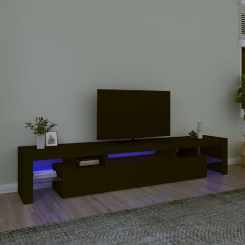 ZQQLVOO Fernsehkommode Wohnzimmer möbel TV möbel TV-Schrank mit LED-Leuchten Schwarz 215x36,5x40 cm