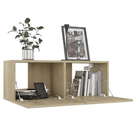 Generisch Kangmusi 4-TLG. TV-Schrank-Set Sonoma-Eiche Holzwerkstoff, 3078981
