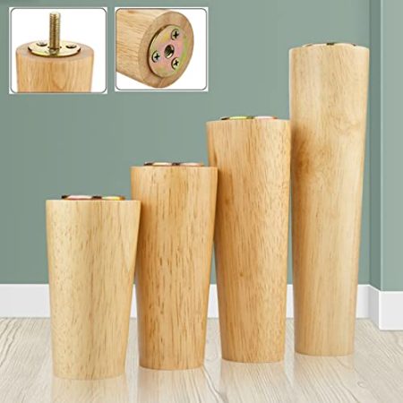 YQOLG87 Schwerlast Massive Holzbeine,Sofafüße Set von 4,DIY Schreibtisch Ersatz Füße,Moderne Möbel Stützfuß,(Bolzen M6/8/10) mit Schrauben, M10-6cm/2.4in