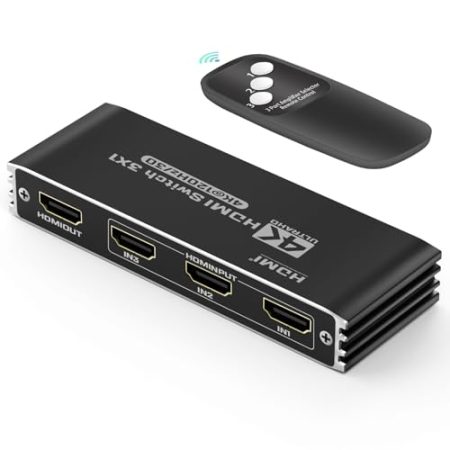 HDMI Switch 3 in 1 Out 4K@120Hz HDMI Splitter Automatisch 4K Hdmi Verteiler mit Fernbedienung, hdmi Umschalter Unterstützt 40Gbps Dol-by HDCP2.3 3D HDR für VR Fire TV Stick UHD TV PS4 Xbox DVD Blu-Ray