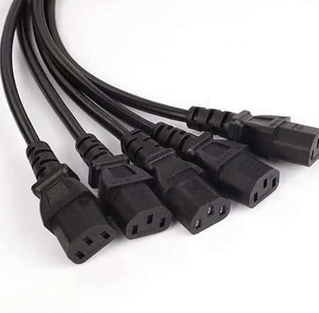 YCYUYUFUNS PDU USV-Stromkabel Y Verteiler IEC Y Splitter Kabel C14 auf 5 x C13 Verlängerungs-Netzkabel für Computer, TV, PC, Monitor
