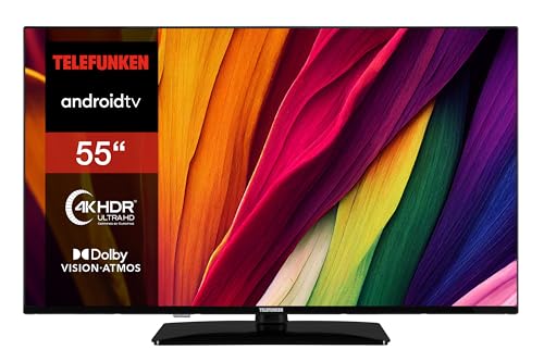Telefunken Android TV D55U750X2CWI Fernseher 55 Zoll 4K UHD Smart TV (HDR Dolby Vision, Dolby Atmos, Triple-Tuner)