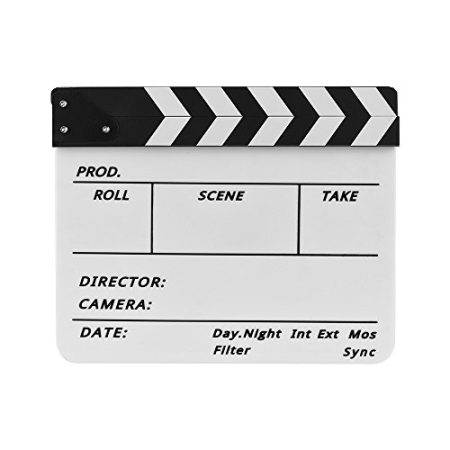 Wakects Clapper Board für Film Film TV -Kamera Foto, Bio -Acryl & Holz mit Magnetischem Farbenfrohen Stick und Markierungsstift (Schwarz -Weiß -Stock)