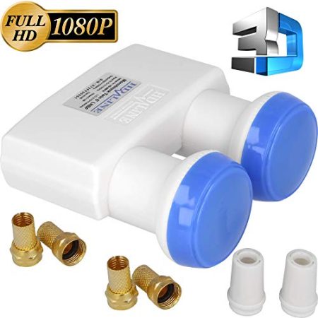 HD-LINE Monoblock Quad Lnb Gold Edition - Full HD , 3D, Tv 4k | Double Tete | 4 SORTIE | Quad Avec Connecteur or Hotbird et Astra 1 sur 4 Sorties