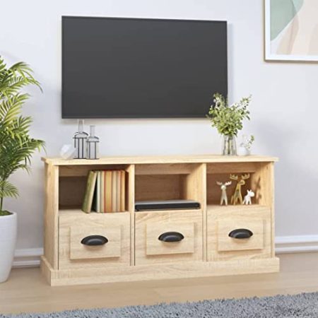 AJJHUUKI Entertainment Centers & TV Stands-TV Schrank Sonoma Eiche 100x35x50 cm Holzwerkstoff