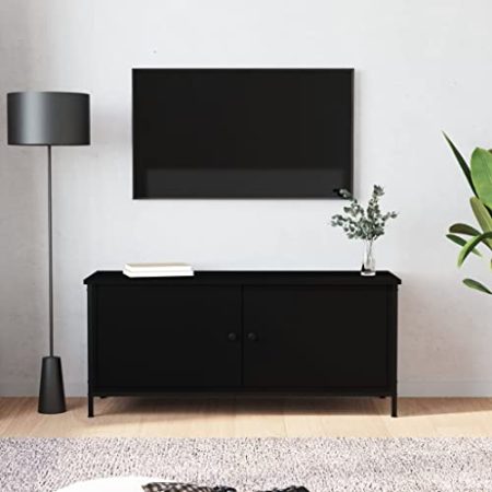 FSJIELW Home & Garden TV-Schrank mit Türen schwarz 102x35x45 cm Holzmöbel Wahl