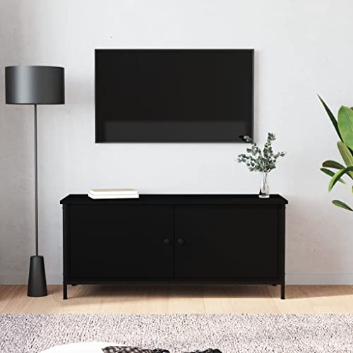 FSJIELW Home & Garden TV-Schrank mit Türen schwarz 102x35x45 cm Holzmöbel Wahl