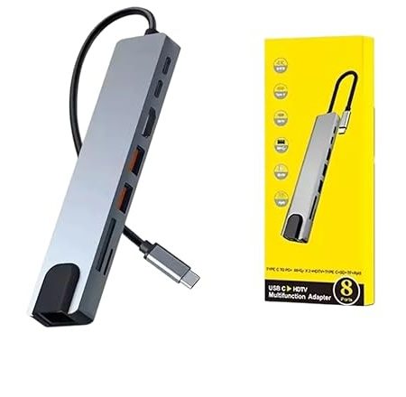 JEYEFFE Docking Station 8 in 1 Hub Type-C HDMI 4K, USB 3.0, RJ45, SD/TF, USB-C PD 87W, Universal Multiport Adapter für Laptop, Tablet, PC, Smartphone