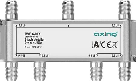 Axing BVE 6-01X 6-Fach Verteiler 9,5 dB 5-1800 MHz TV Data Internet Kabelfernsehen