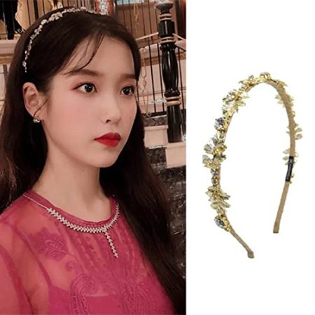 TQVLNMCR Koreanische TV Star Strass Kristall Stirnband Retro Elegante Damen Haar Zubehör Schmuck Haar Hoop Haarband Mädchen Braut(D)