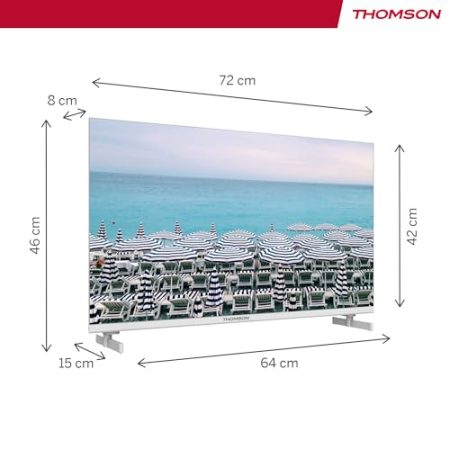 Thomson 32 Zoll (80 cm) LED HD Weiß Easy TV – Kein Smart – Hotel Mode, USB, HDMI, Triple-Tuner (Kabel/Satellit/Antenne), CI+, A+ Panel – 32HD2S13W