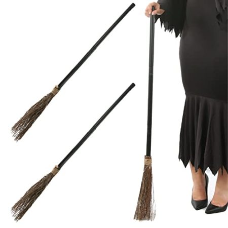 Hexe Halloween Besen - 2 Stück - 3 Stück Schraubbarer Hexenbesen - Halloween Fasching Kostüm Zubehör