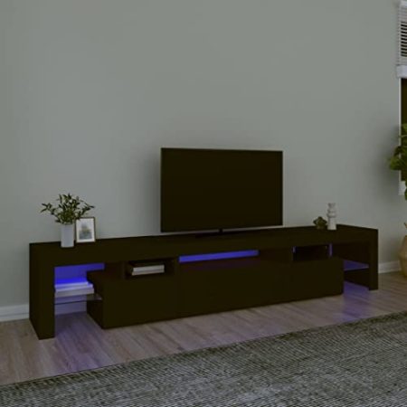 AJSEOYBS Tv Kommode,Fernseher Schranktv-Schrank Mit Led-Leuchten Schwarz 215x36,5x40 Cmgeeignet Für Schlafzimmer, Wohnzimmer,Empfangsräume, Wohnräume, Konferenzräume