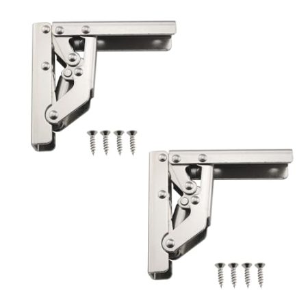 JianLing 2 x 90 Grad faltbare versteckte Schranktürscharniere mit Schrauben, nicht bohren, lange Streifen, Scharniere, Regal, Kleiderschrank, Möbelhalterung, belastbares Zubehör für